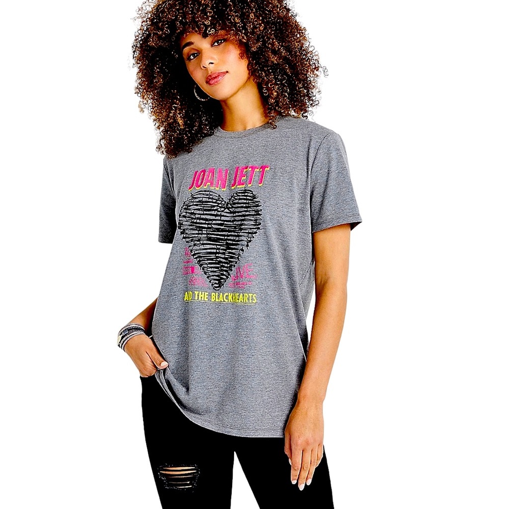 Gray Joan Jett Oversized Graphic Tee